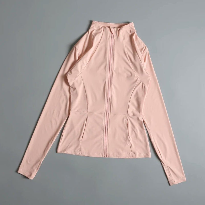 Women's High Elastic Yoga Jacket – Long Sleeve Loose Fit Fitness Top - VeauBeauty