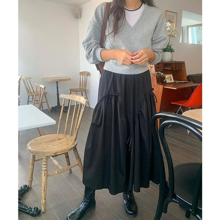 Women's High Waist A - Line Skirt – Solid Color Elegant Daily Wear - VeauBeauty