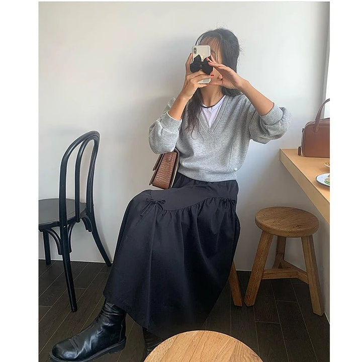 Women's High Waist A - Line Skirt – Solid Color Elegant Daily Wear - VeauBeauty