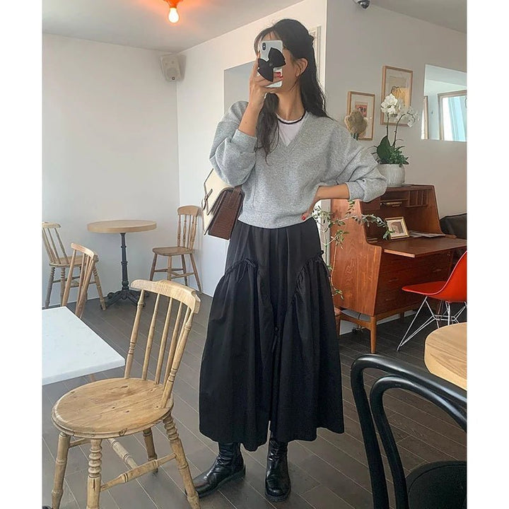 Women's High Waist A - Line Skirt – Solid Color Elegant Daily Wear - VeauBeauty