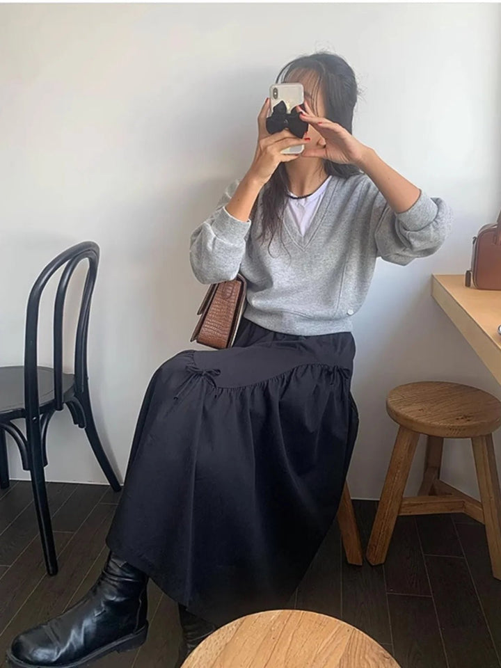 Women's High Waist A - Line Skirt – Solid Color Elegant Daily Wear - VeauBeauty