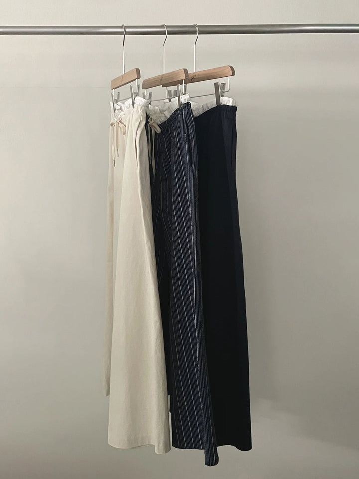 Women's Korean Style Cotton Pants – Elastic Waist with Ruffle Detail - VeauBeauty