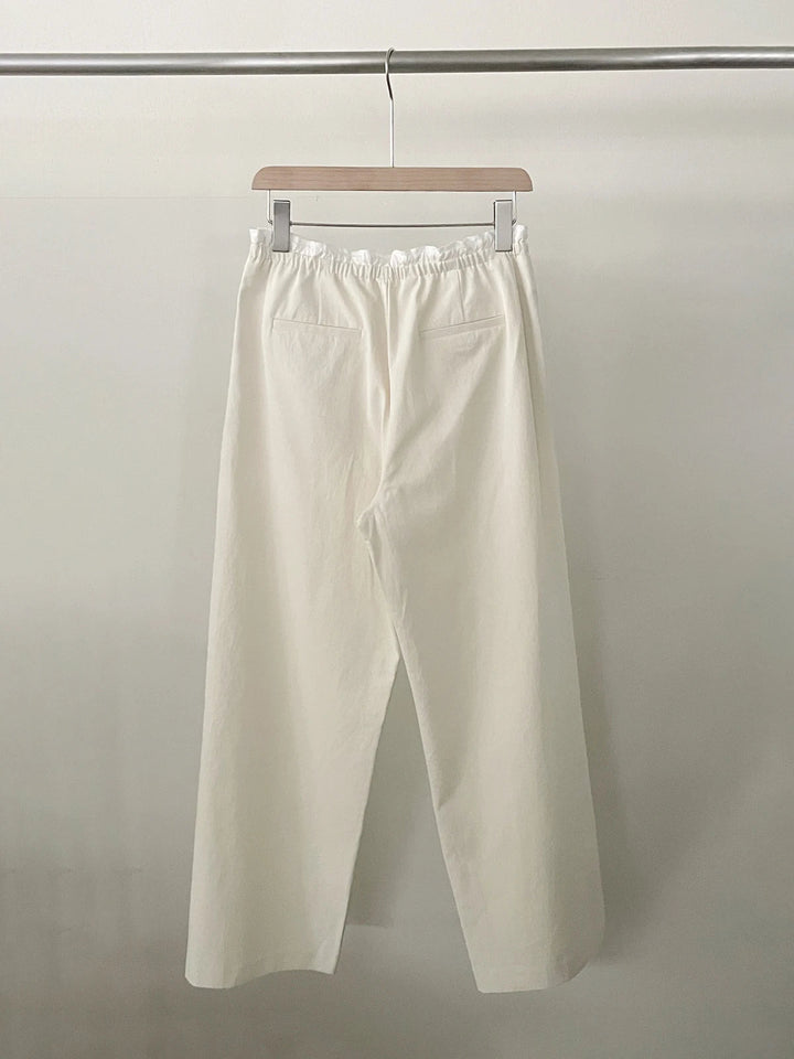 Women's Korean Style Cotton Pants – Elastic Waist with Ruffle Detail - VeauBeauty