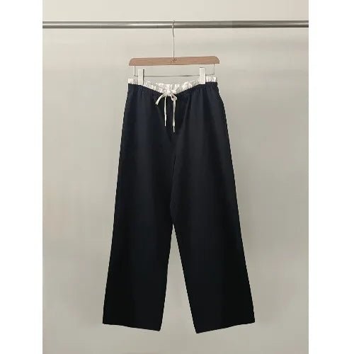 Women's Korean Style Cotton Pants – Elastic Waist with Ruffle Detail - VeauBeauty