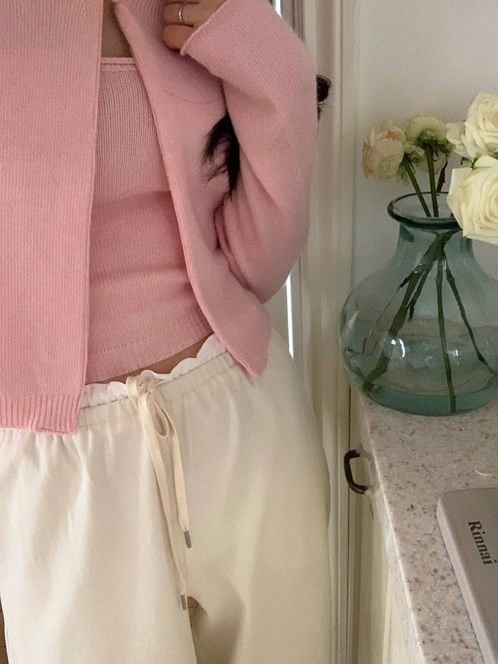 Women's Korean Style Cotton Pants – Elastic Waist with Ruffle Detail - VeauBeauty