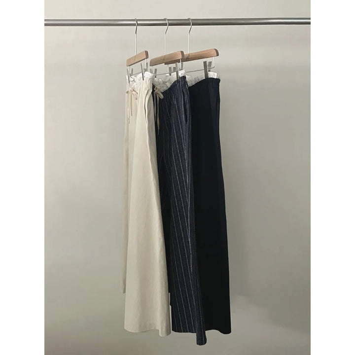 Women's Korean Style Cotton Pants – Elastic Waist with Ruffle Detail - VeauBeauty