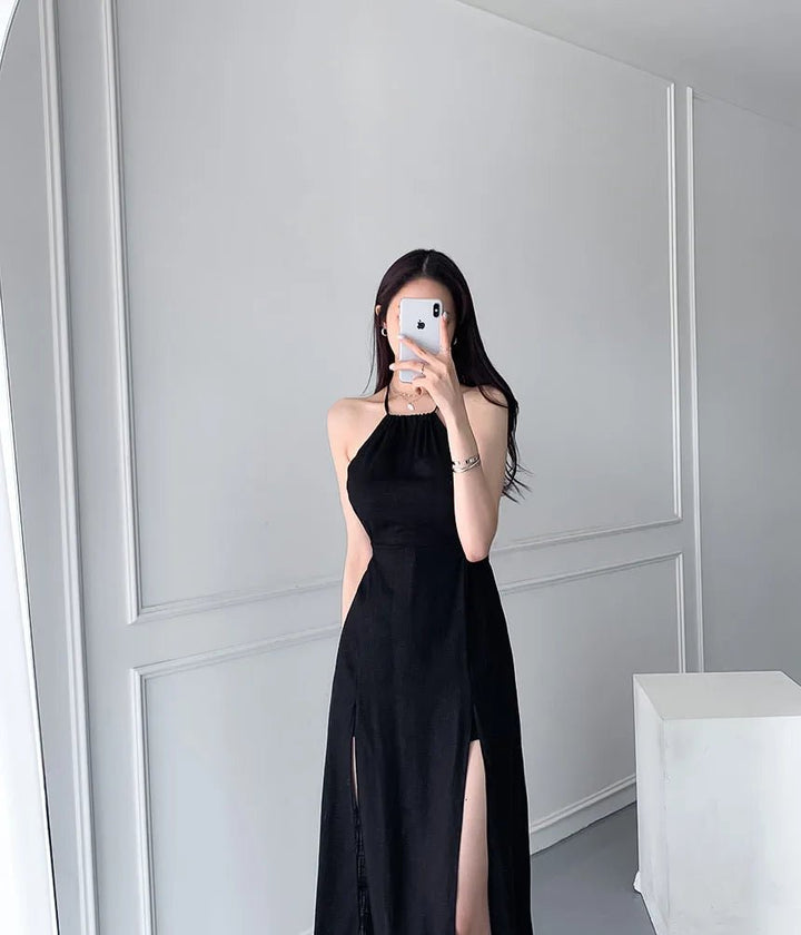 Women's Long Elegant Slit Dress – Soft Waistline Fit with Maxi Length - VeauBeauty