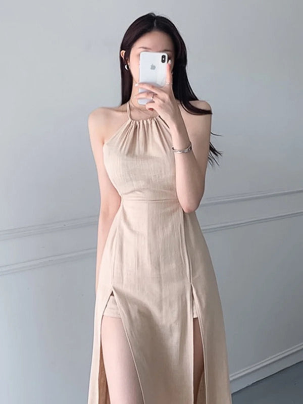 Women's Long Elegant Slit Dress – Soft Waistline Fit with Maxi Length - VeauBeauty