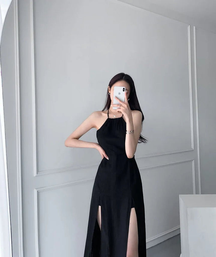 Women's Long Elegant Slit Dress – Soft Waistline Fit with Maxi Length - VeauBeauty