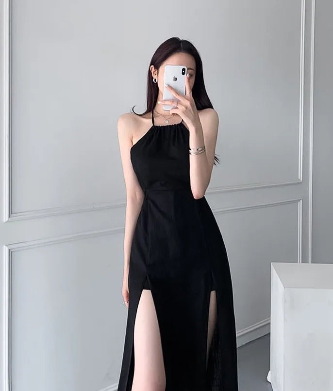 Women's Long Elegant Slit Dress – Soft Waistline Fit with Maxi Length - VeauBeauty