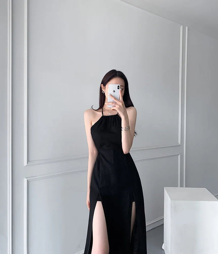 Women's Long Elegant Slit Dress – Soft Waistline Fit with Maxi Length - VeauBeauty