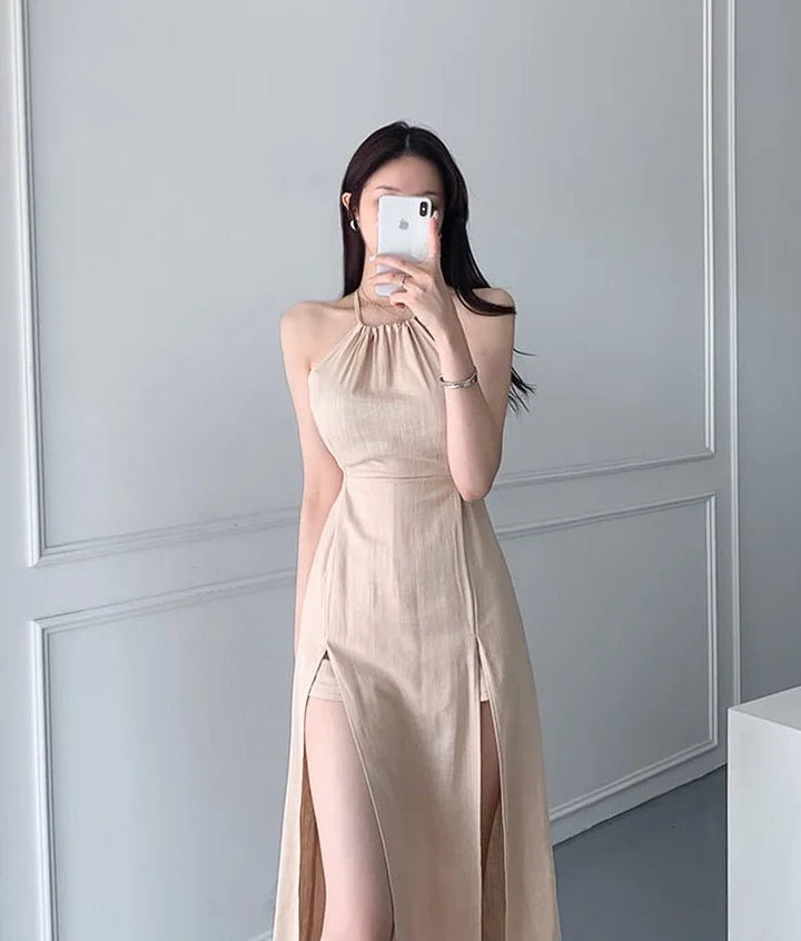 Women's Long Elegant Slit Dress – Soft Waistline Fit with Maxi Length - VeauBeauty