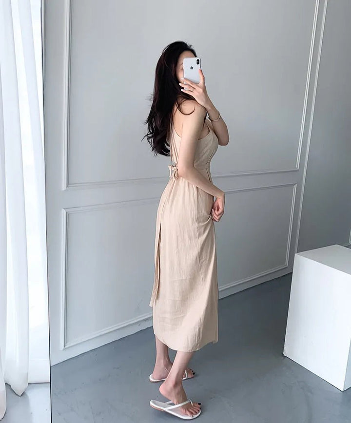 Women's Long Elegant Slit Dress – Soft Waistline Fit with Maxi Length - VeauBeauty