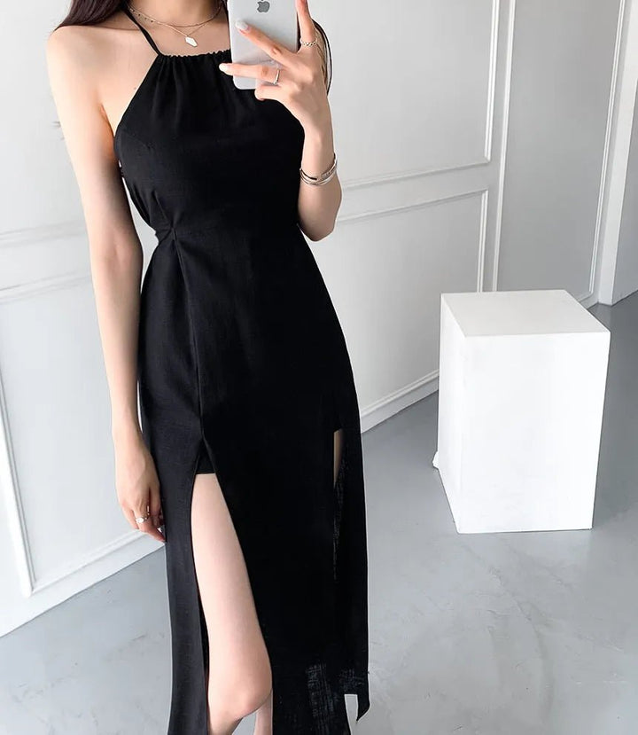 Women's Long Elegant Slit Dress – Soft Waistline Fit with Maxi Length - VeauBeauty