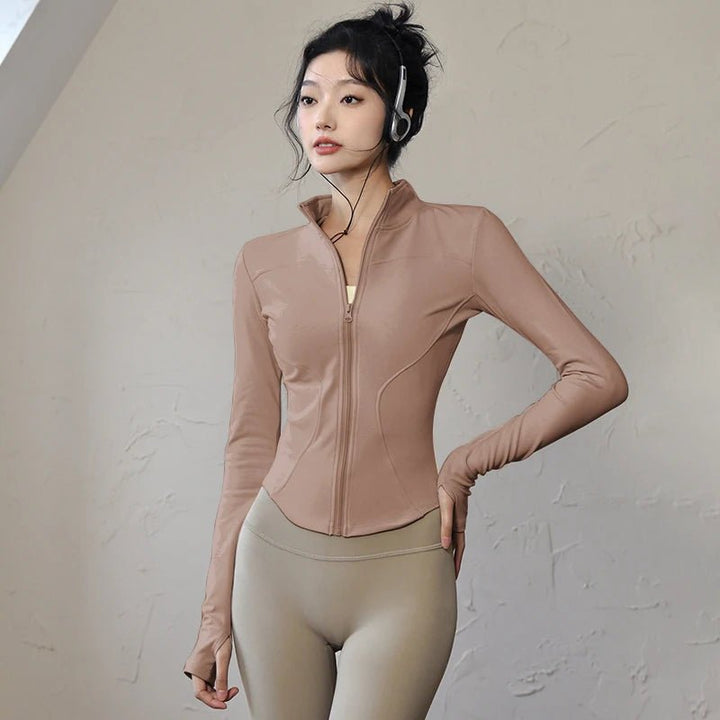 Women's Long Sleeve Zip Sports Jacket – Winter Warm Gym Running Coat - VeauBeauty