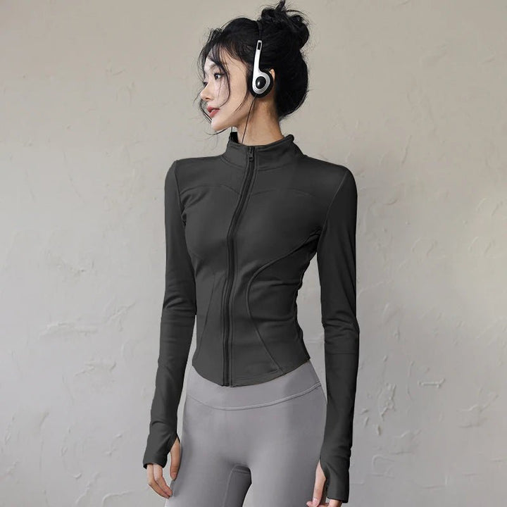 Women's Long Sleeve Zip Sports Jacket – Winter Warm Gym Running Coat - VeauBeauty