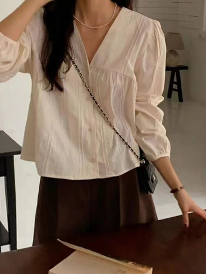 Women's Loose Fit Button - Up Shirt – Minimalist Long Sleeve Top - VeauBeauty