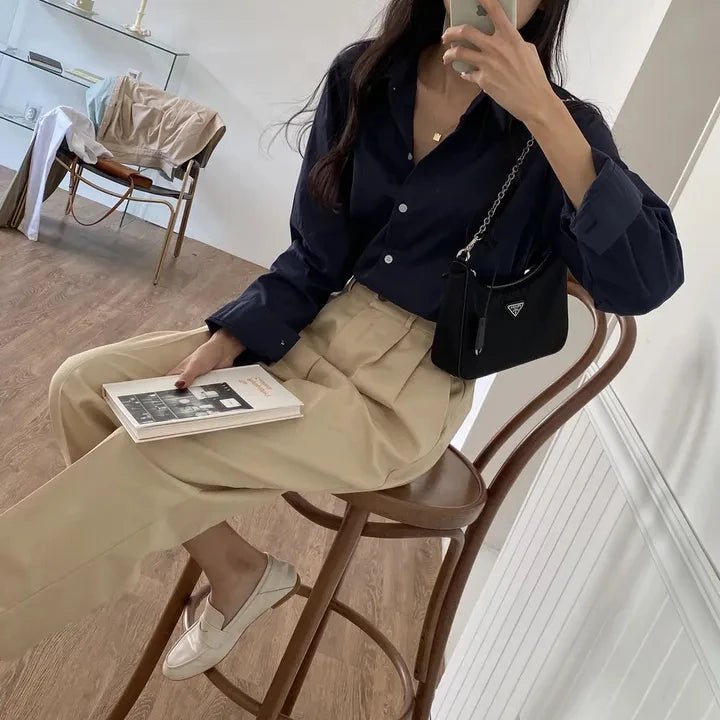 Women's Loose Fit Solid Shirt – Minimalist Spring Blouse - VeauBeauty