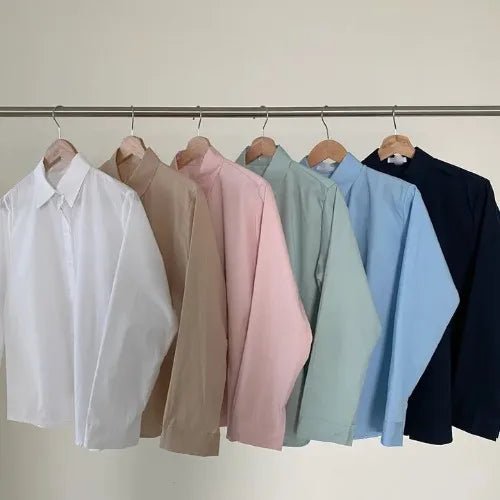 Women's Loose Fit Solid Shirt – Minimalist Spring Blouse - VeauBeauty