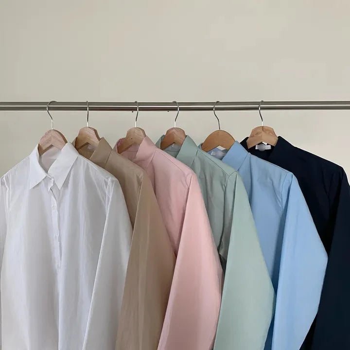 Women's Loose Fit Solid Shirt – Minimalist Spring Blouse - VeauBeauty