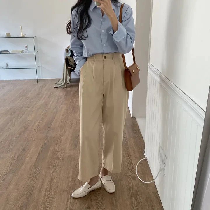 Women's Loose Fit Solid Shirt – Minimalist Spring Blouse - VeauBeauty