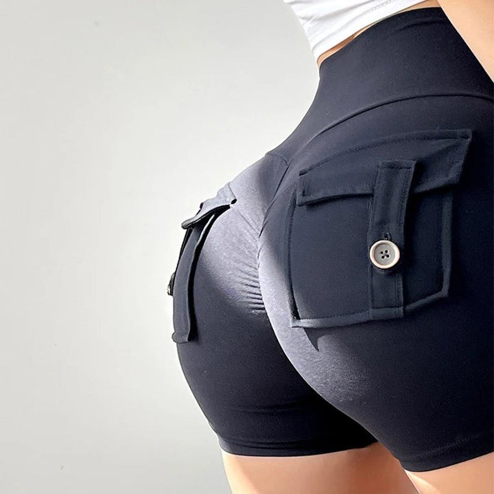 Women's Peach Butt Fitness Shorts – 3/4 Length Cargo Yoga Pants with Pockets - VeauBeauty
