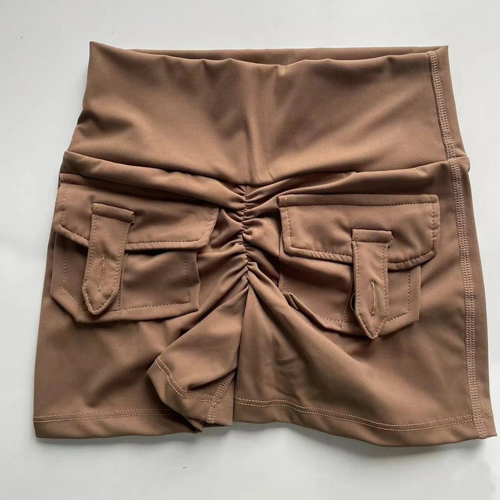 Women's Peach Butt Fitness Shorts – 3/4 Length Cargo Yoga Pants with Pockets - VeauBeauty