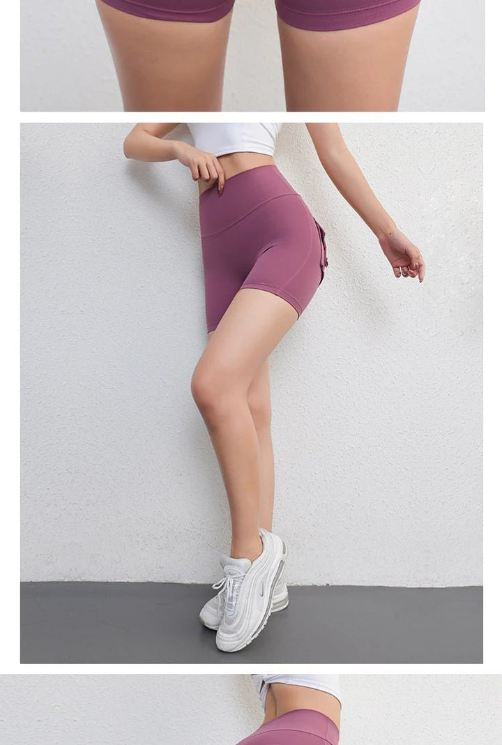 Women's Peach Butt Fitness Shorts – 3/4 Length Cargo Yoga Pants with Pockets - VeauBeauty