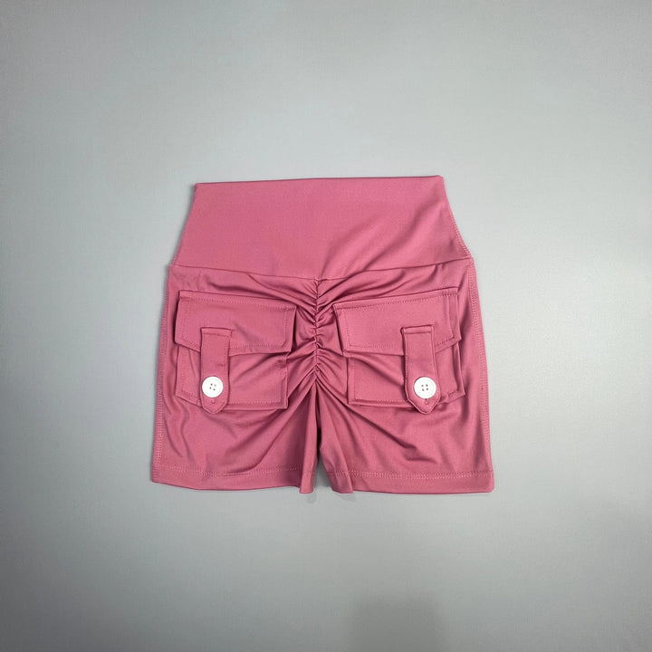Women's Peach Butt Fitness Shorts – 3/4 Length Cargo Yoga Pants with Pockets - VeauBeauty