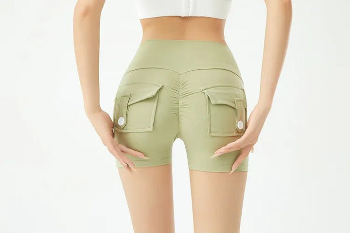 Women's Peach Butt Fitness Shorts – High Waist Three - Quarter Yoga Pants with - VeauBeauty