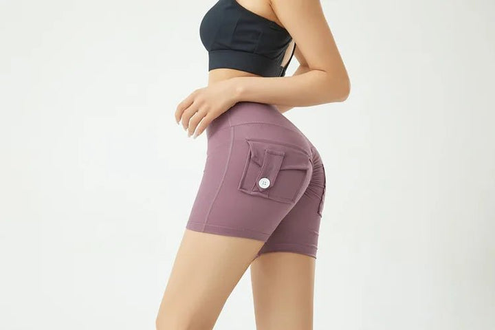 Women's Peach Butt Fitness Shorts – High Waist Three - Quarter Yoga Pants with - VeauBeauty