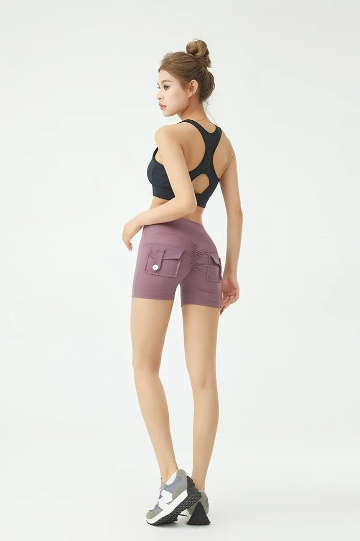 Women's Peach Butt Fitness Shorts – High Waist Three - Quarter Yoga Pants with - VeauBeauty