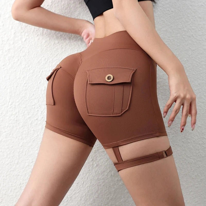 Women's Peach Butt Fitness Shorts – High Waist Three - Quarter Yoga Pants with - VeauBeauty