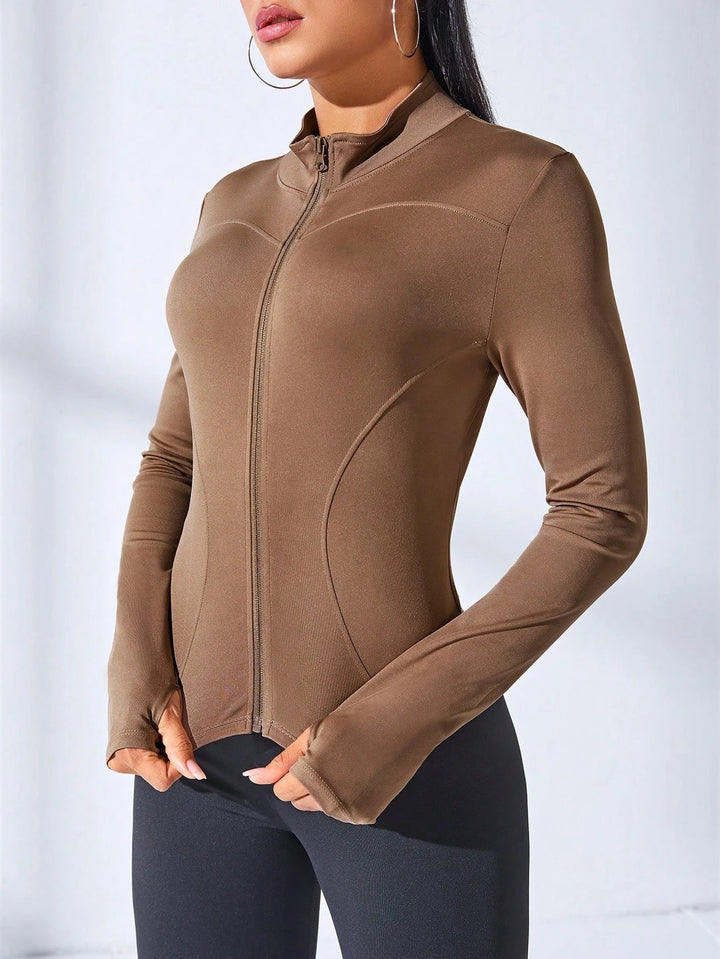 Women's Short Yoga Jacket – Slim Fit Zipper Fitness Sports Coat - VeauBeauty