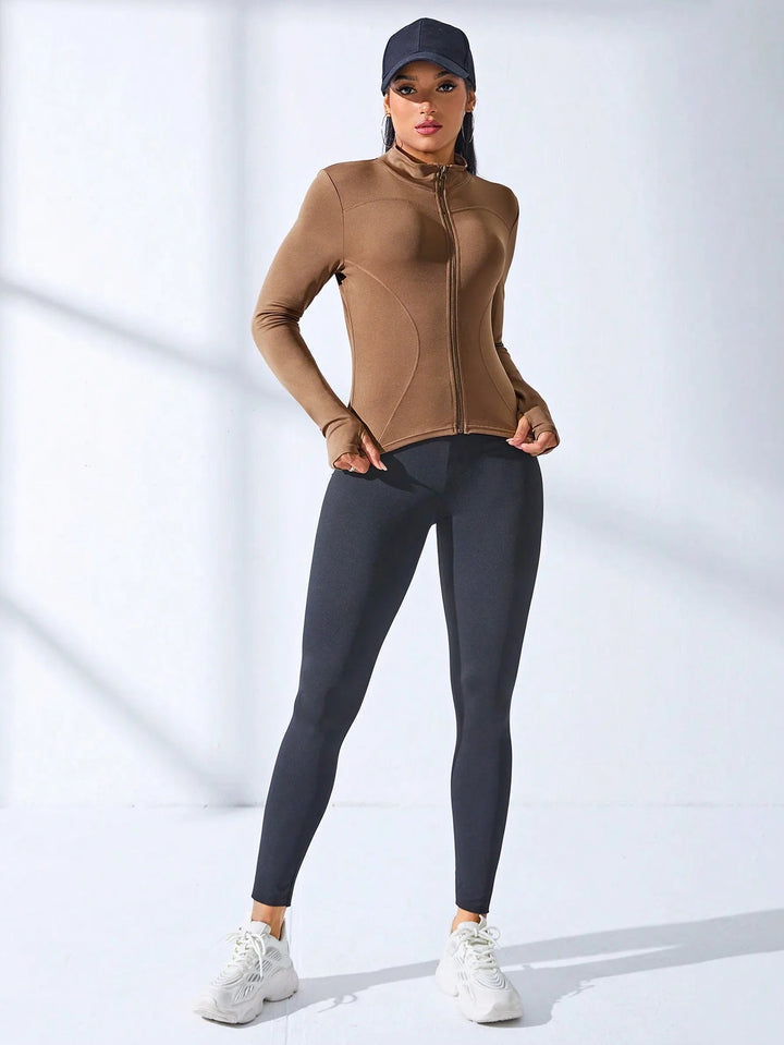 Women's Short Yoga Jacket – Slim Fit Zipper Fitness Sports Coat - VeauBeauty
