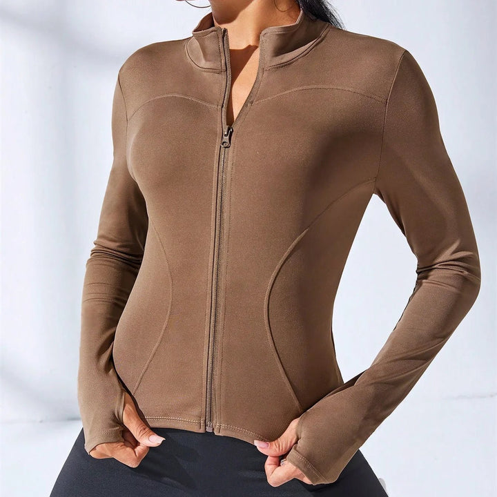 Women's Short Yoga Jacket – Slim Fit Zipper Fitness Sports Coat - VeauBeauty