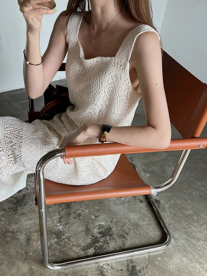 Women's Sleeveless Summer Dress – French Style H - Line with Lace Details - VeauBeauty
