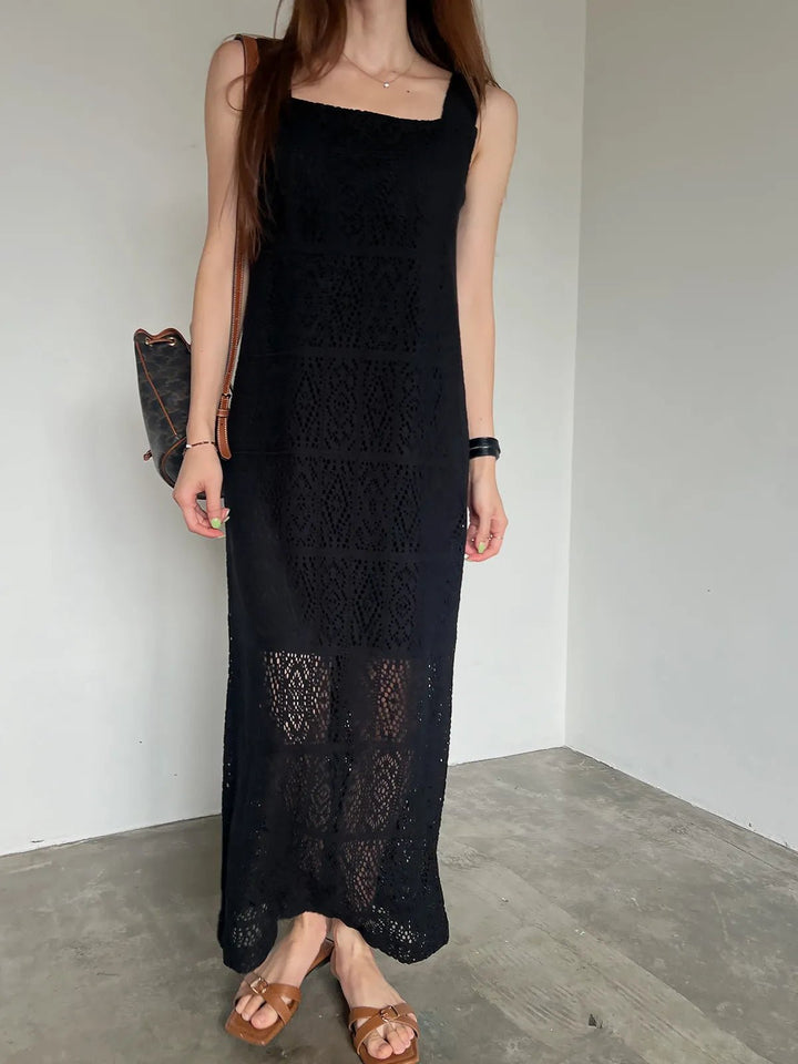 Women's Sleeveless Summer Dress – French Style H - Line with Lace Details - VeauBeauty