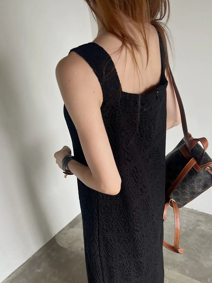 Women's Sleeveless Summer Dress – French Style H - Line with Lace Details - VeauBeauty