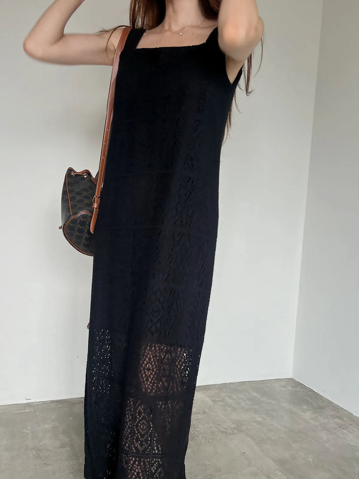 Women's Sleeveless Summer Dress – French Style H - Line with Lace Details - VeauBeauty