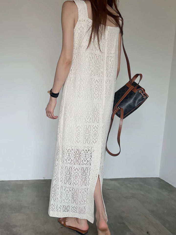 Women's Sleeveless Summer Dress – French Style H - Line with Lace Details - VeauBeauty
