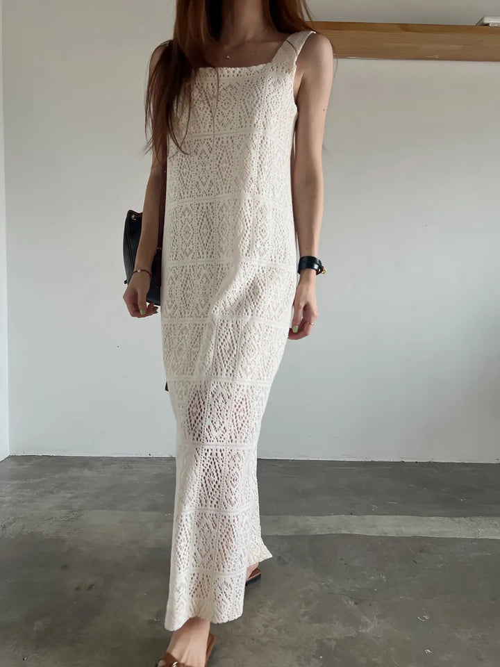Women's Sleeveless Summer Dress – French Style H - Line with Lace Details - VeauBeauty
