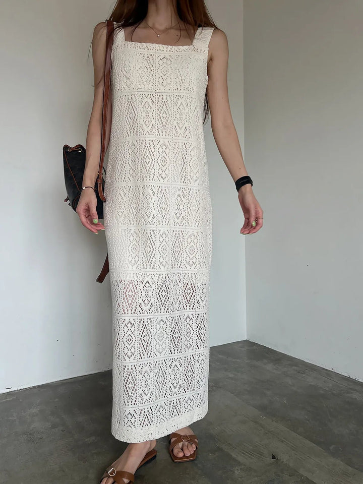 Women's Sleeveless Summer Dress – French Style H - Line with Lace Details - VeauBeauty