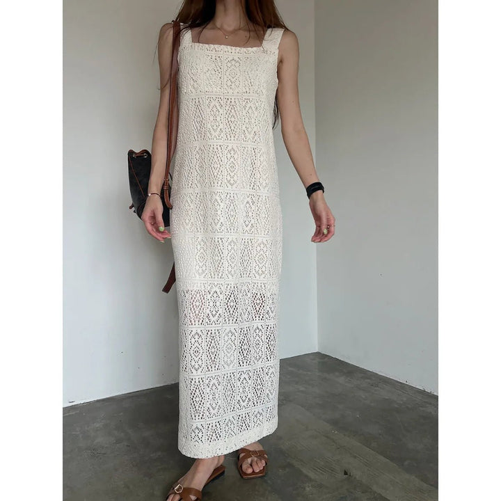 Women's Sleeveless Summer Dress – French Style H - Line with Lace Details - VeauBeauty