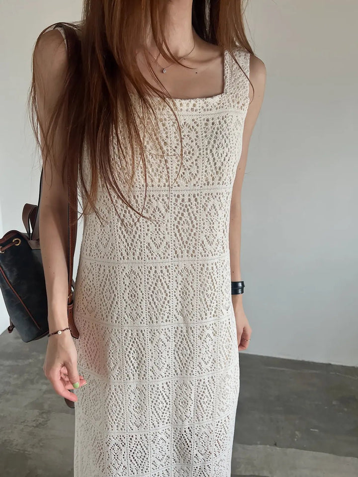 Women's Sleeveless Summer Dress – French Style H - Line with Lace Details - VeauBeauty