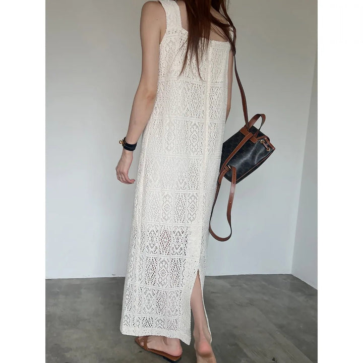Women's Sleeveless Summer Dress – French Style H - Line with Lace Details - VeauBeauty