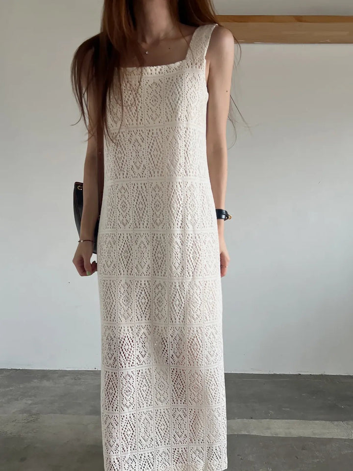 Women's Sleeveless Summer Dress – French Style H - Line with Lace Details - VeauBeauty