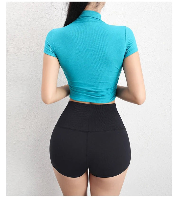 Women's Sports Crop Top – Short Sleeve Yoga Running Fitness T-Shirt - VeauBeauty