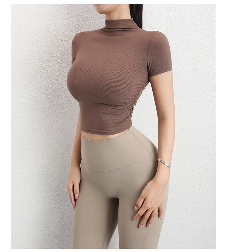 Women's Sports Crop Top – Short Sleeve Yoga Running Fitness T-Shirt - VeauBeauty