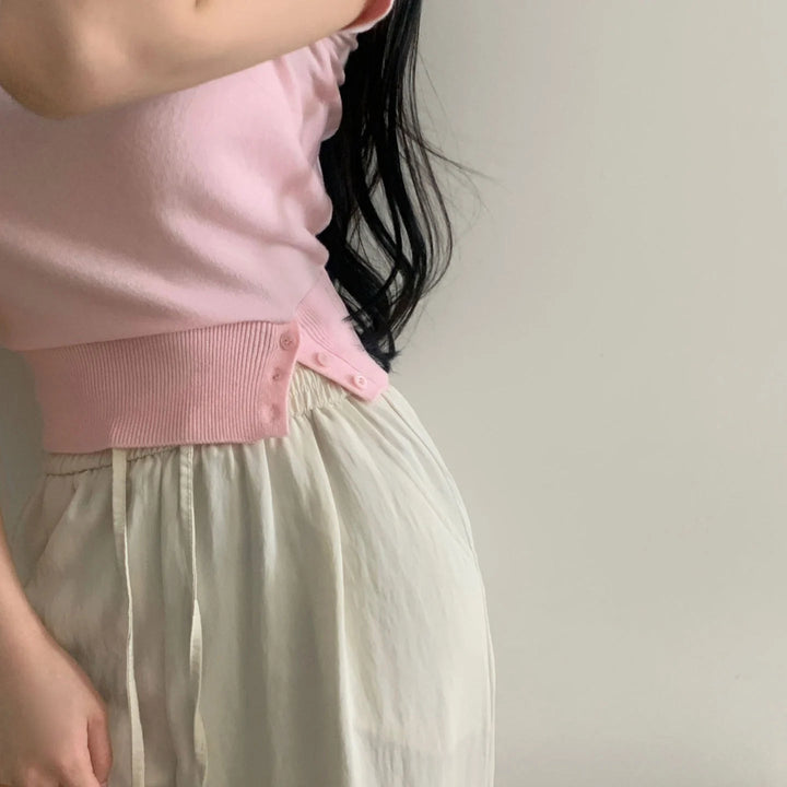 Women's Striped Knit Top – Viscose Round Neck Short Sleeve Sweater - VeauBeauty